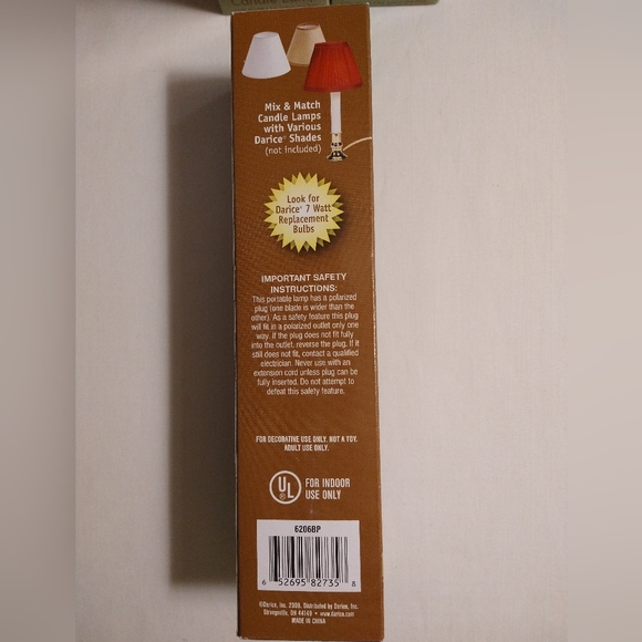 DARICE AUTOMATIC DUSK/DAWN ELECTRIC CANDLE LIGHT /W BRASS PLATE BASE-EACH (NWT) - Picture 5 of 5